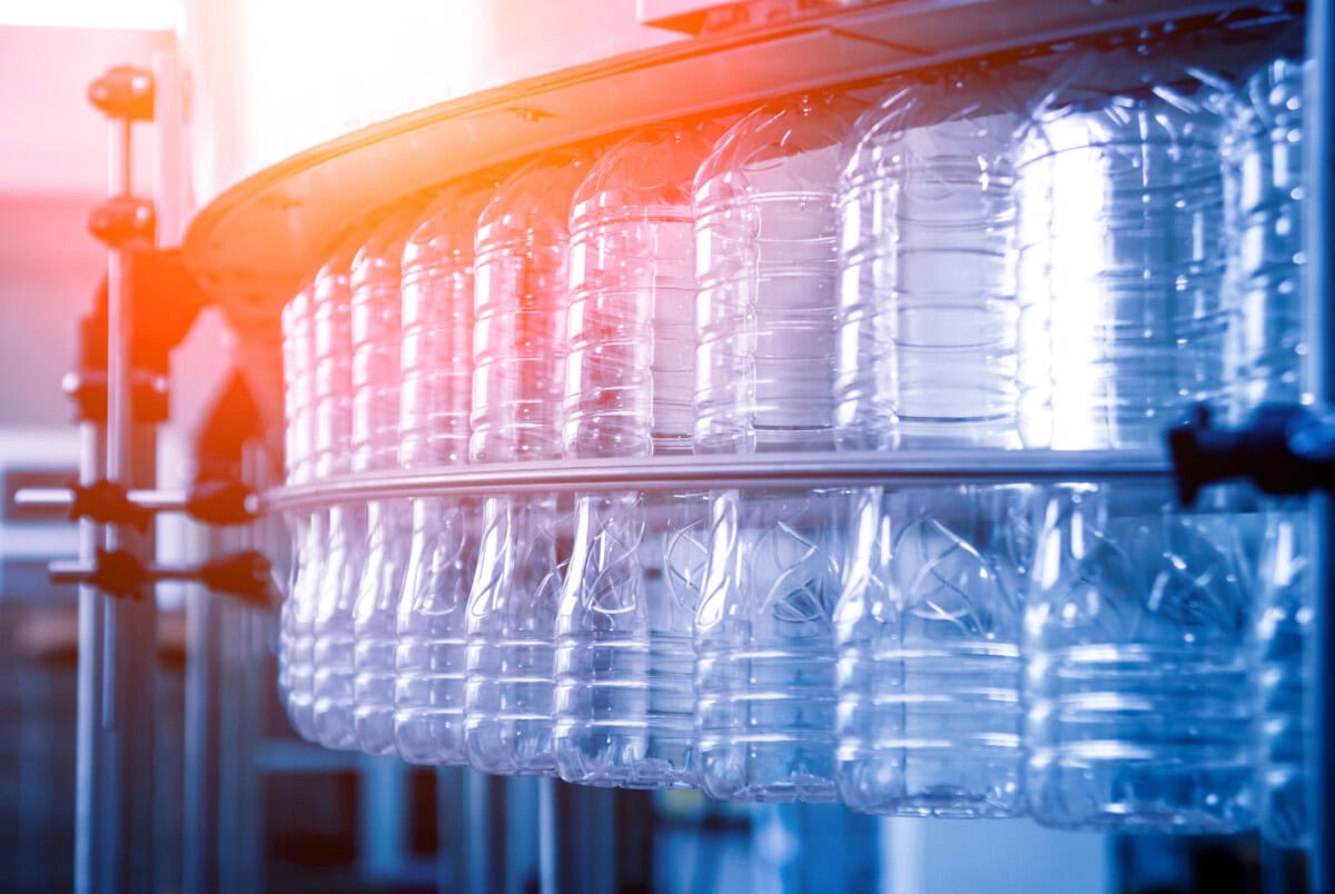 Dyed plastic polymer granulates in laboratory